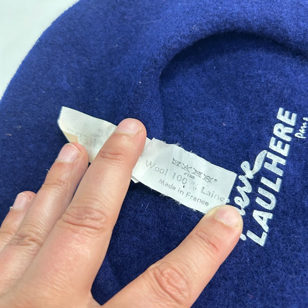 Pierre Laulhere Paris Blue Wool Beret Hat Made France OS Parisian French Girl - Picture 4 of 8